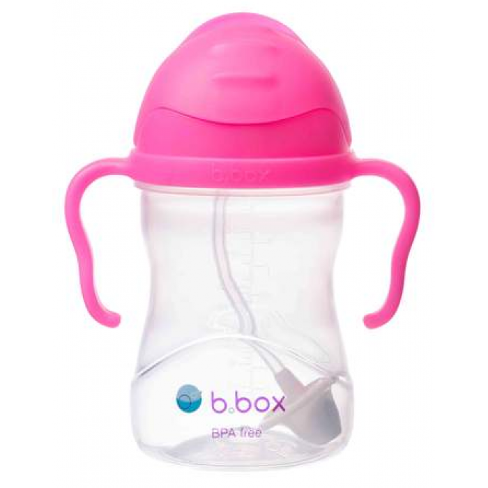B.box 新版婴幼儿重力球吸管杯240ml荧光粉Pink pom