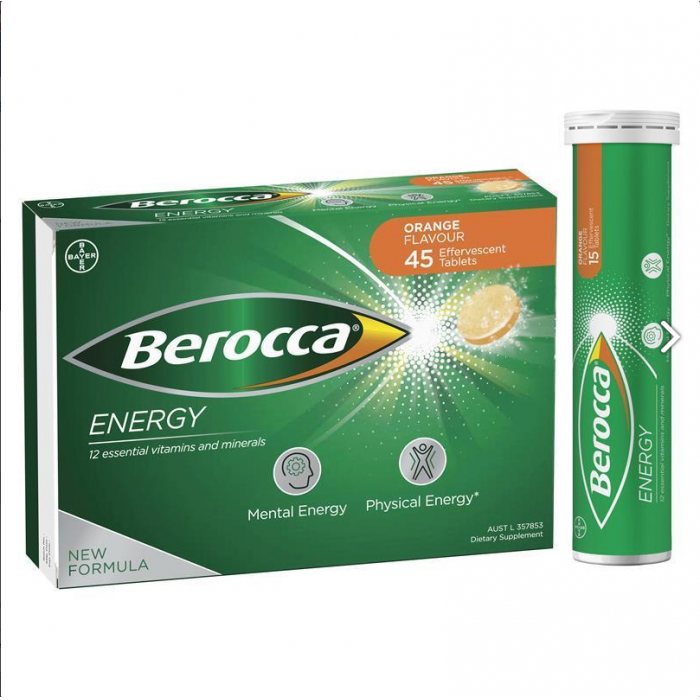 效期25.1  Bayer Berocca 拜耳多种维生素泡腾片 新包装（橘子味） 45粒
