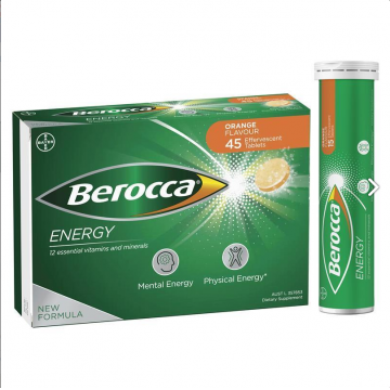 效期25.1  Bayer Berocca 拜耳多种维生素泡腾片 新包装（橘子味） 45粒
