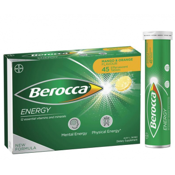 效期24.8  Bayer Berocca 拜耳多种维生素泡腾片 新包装（橘子/芒果味） 45粒